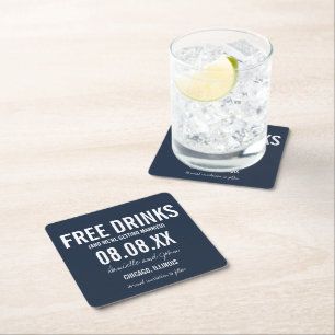 Dessous-de-verre Carré En Papier Boissons Libres Drôle Marine Enregistrer La Date