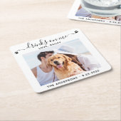 Dessous-de-verre Carré En Papier Boissons Photo Modernes Sur Moi Bar Chien Mariage (Incliné)