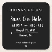 Dessous-de-verre Carré En Papier Boissons sur nous simple script mariage enregistre (Devant)