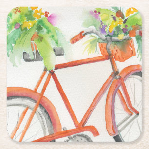 Dessous-de-verre Carré En Papier Boîte à fleurs à vélo