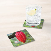 Dessous-de-verre Carré En Papier boîte de cacao rouge (En situation)