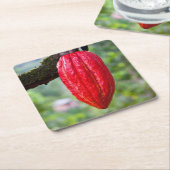 Dessous-de-verre Carré En Papier boîte de cacao rouge (Incliné)