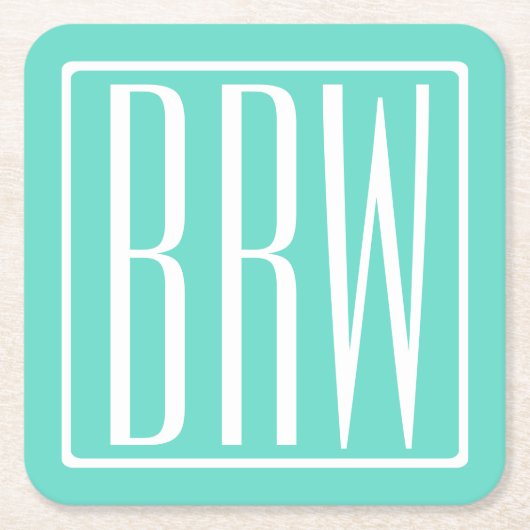 Dessous-de-verre Carré En Papier Bold Modern | White on aqua (Devant)