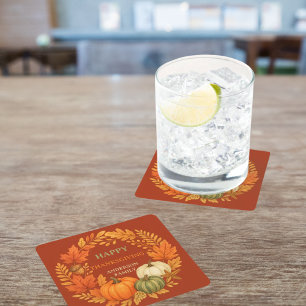 Dessous-de-verre Carré En Papier Bon thanksgiving citrouille chute terre cuite