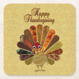 Dessous-de-verre Carré En Papier Bon thanksgiving coloré Turquie