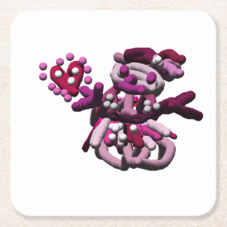 Dessous-de-verre Carré En Papier bonhomme rose