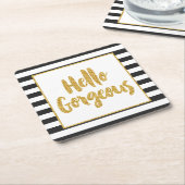 Dessous-de-verre Carré En Papier Bonjour Gorgeous Faux Gold Parties scintillant Str (Incliné)