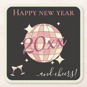 Dessous-de-verre Carré En Papier Bonne année 2025 veille du Nouvel An boule disco n
