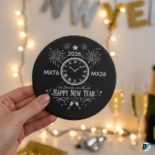 Dessous-de-verre Carré En Papier Bonne année 2026 Style Ardoise Tableau Noir