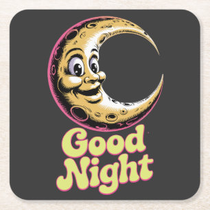 Dessous-de-verre Carré En Papier Bonne nuit Retro Moon