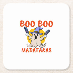 Dessous-de-verre Carré En Papier Boo Boo Madafakas Fantôme Drôle d'Halloween