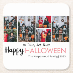 Dessous-de-verre Carré En Papier Boo citrouille jack-o-lanterne Halloween Collage p