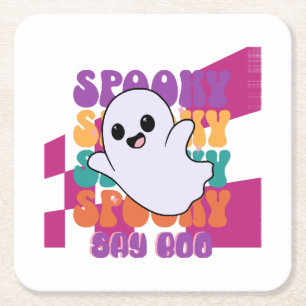 Dessous-de-verre Carré En Papier Boo effrayant