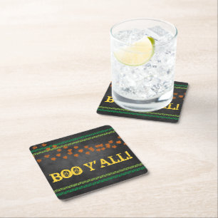 Dessous-de-verre Carré En Papier BOO Y'ALL Chalkboard Fall quitte Halloween Sud