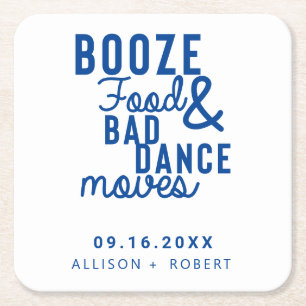 Dessous-de-verre Carré En Papier Booze Food & Bad Dance Moving Mariage Date Décontr
