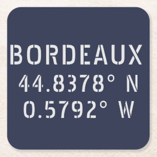 Dessous-de-verre Carré En Papier Bordeaux Latitude Longitude