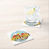 Dessous-de-verre Carré En Papier Boston comme destination (En situation)