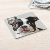 Dessous-de-verre Carré En Papier Boston Terrier (Incliné)