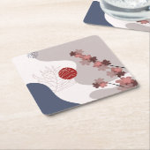 Dessous-de-verre Carré En Papier Botanique Boho Blue Magenta (Incliné)