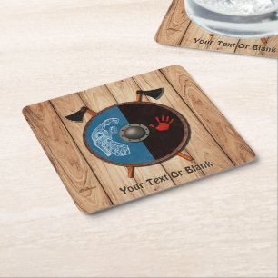 Dessous-de-verre Carré En Papier Bouclier viking et axes