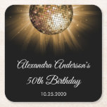 Dessous-de-verre Carré En Papier Boule Disco Gold 50th Birthday Party<br><div class="desc">Les Dessous de verre Gold and Black Disco Ball 50th Birthday Party sont parfaits pour une fête du cinquantième anniversaire moderne.</div>