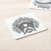 Dessous-de-verre Carré En Papier Bouledogue français inspiré dans le capot de (Incliné)