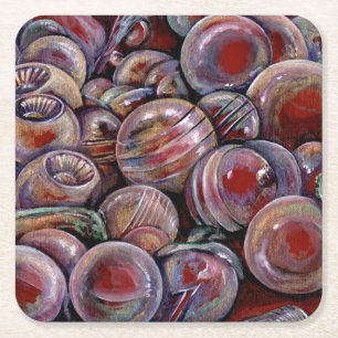 Dessous-de-verre Carré En Papier Boules de Noël rouges