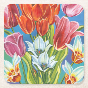 Dessous-de-verre Carré En Papier Bouquet à la frontière III