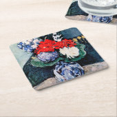 Dessous-de-verre Carré En Papier Bouquet avec Little Delft, Paul Cezanne (Incliné)