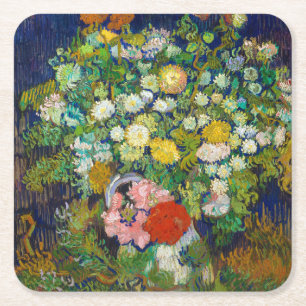 Dessous-de-verre Carré En Papier Bouquet de fleurs dans un Vase, Van Gogh