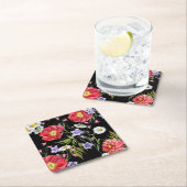 Dessous-de-verre Carré En Papier Bouquet de fleurs d'aquarelle : Motif sans couture (En situation)