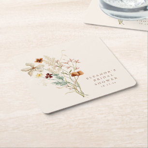 Dessous-de-verre Carré En Papier Bouquet de fleurs sauvages Crème Vintage Enterreme