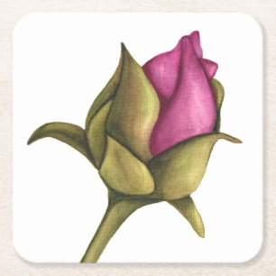 Dessous-de-verre Carré En Papier bourgeon de pivoine