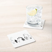 Dessous-de-verre Carré En Papier Boutons de chat (En situation)