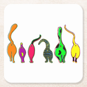 Dessous-de-verre Carré En Papier Boutons de chat colorés