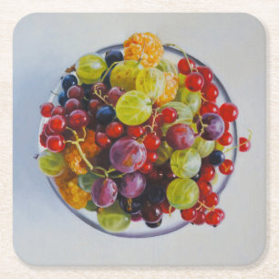 Dessous-de-verre Carré En Papier Bowl of Berries - Hyperréaliste Fruit Still Life