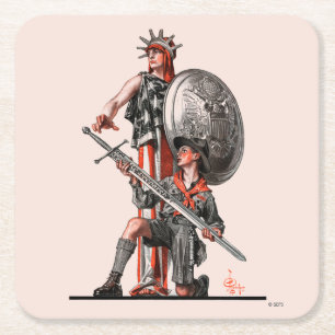 Dessous-de-verre Carré En Papier Boy Scout et Liberty