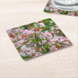 Dessous-de-verre Carré En Papier Branche délicate avec fleurs pommier