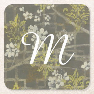 Dessous-de-verre Carré En Papier Branche I de fleur modelée par de monogramme