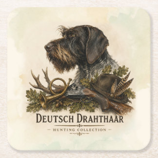 Dessous-de-verre Carré En Papier Braque allemand à poil dur – Collection de chasse