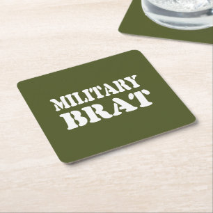 DESSOUS-DE-VERRE CARRÉ EN PAPIER BRAT MILITAIRE