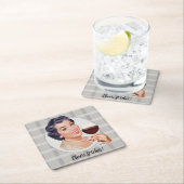 Dessous-de-verre Carré En Papier Bravo B*tches ! (En situation)