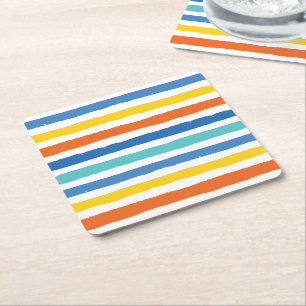 Dessous-de-verre Carré En Papier Bright Beach Striped Motif