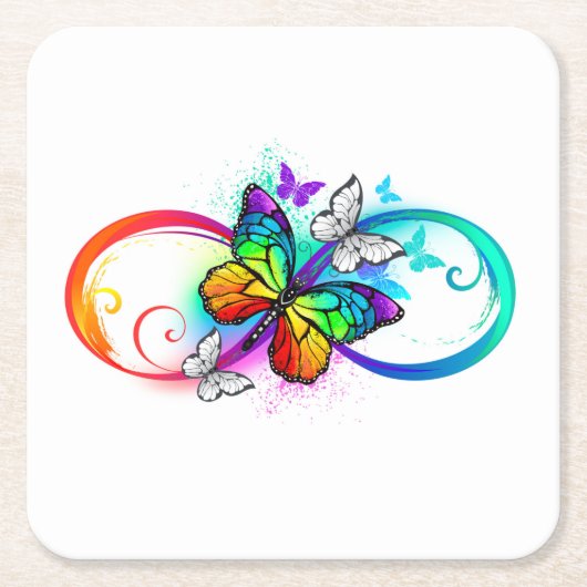 Dessous-de-verre Carré En Papier Bright infinity with rainbow butterfly (Devant)