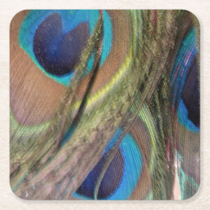 Dessous-de-verre Carré En Papier Bright Peacock Feathers Motif Dessous de verre pap