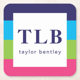 Dessous-de-verre Carré En Papier Bright Rugby Stripes Dessous de verre en papier mo