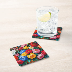 Dessous-de-verre Carré En Papier Brillant, coloré et vif