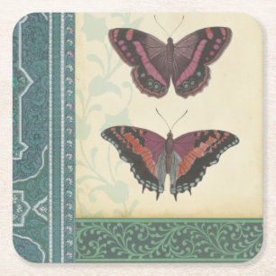 Dessous-de-verre Carré En Papier Brocard décoratif de papillon par le studio de