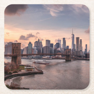 Dessous-de-verre Carré En Papier Brooklyn Bridge et Lower Manhattan