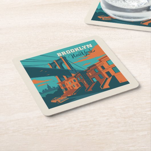 Dessous-de-verre Carré En Papier Brooklyn New York (Incliné)